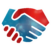 Logo des Kooperationskongresses Medizintechnik 2025. Eine rote Hand reicht einer blauen Hand